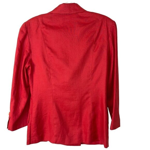 Pia Rucci Womens Linen Skirt Suit Size 10 Vintage Red Double Breasted Pockets - Picture 5 of 11
